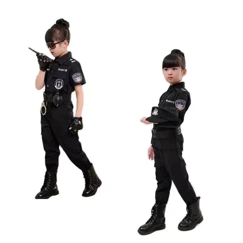 Dzieci policja kostiumy Cosplay dzieci Party karnawał specjalny mundur policjanta Halloween chłopcy armia policjanci odzież zestaw zabawek