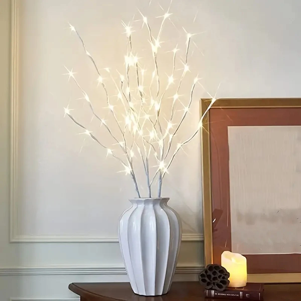 1 pz bianco ramo di betulla luce LED luci Festive a batteria per la festa di natale decorazione di nozze Twig luci esterne