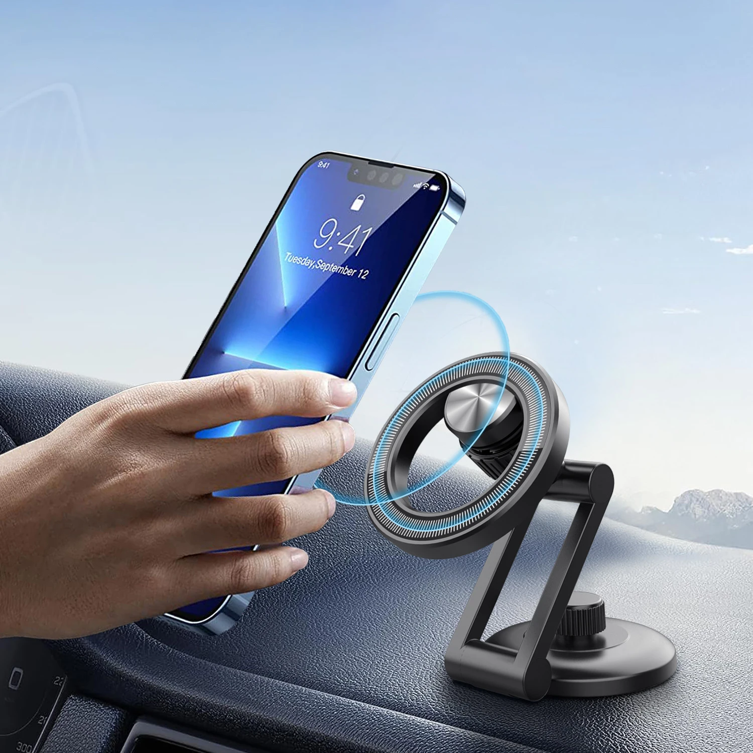 

Tesla Magnetic Car Phone Holder Multi-angle Rotation Car Strong Magnet Sucker Holder Support Universal For iPhone Xiaomi Samsun