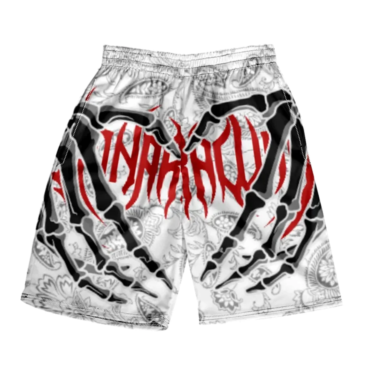 2024 Summer Classic Skull Beach Short Pants New Fashion Skeleton Hand Print Men Women Gym Shorts Quick Drying Trunks Shorts y2k