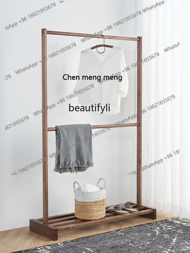 D178 North America Black Walnut Solid Wood Coat and Hat Rack Nordic Bedroom Home Floor Clothes Hanger