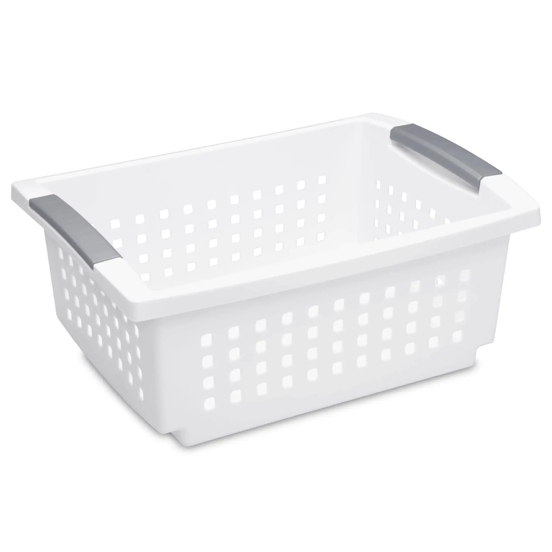 

Medium Stacking Basket, Open Plastic Bin, Space Saving Organizers, White