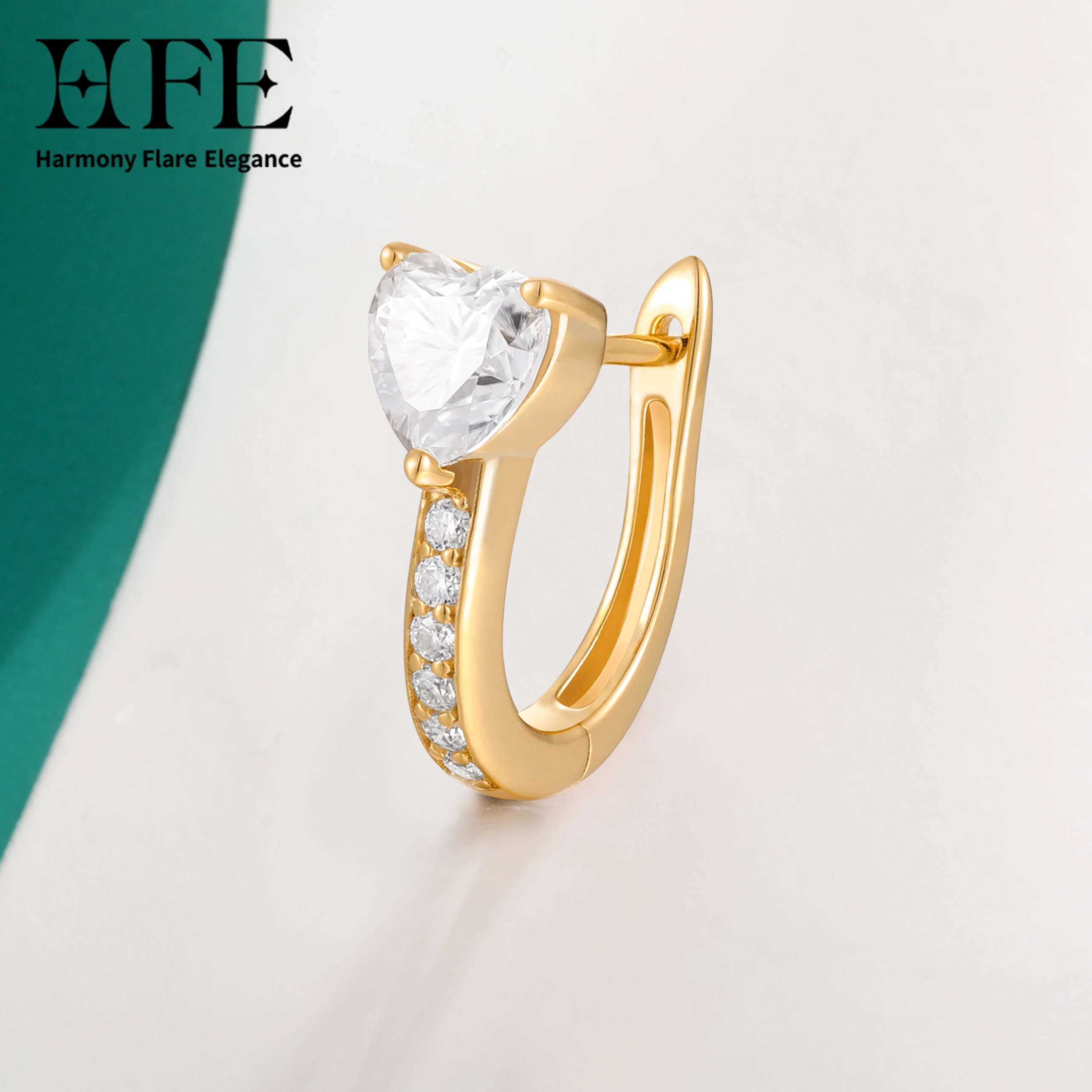 

HFE Heart-shaped Moissanite Hoop Earrings D Colour VVS1 925 Sterling Silver Women's Diamond Earrings Birthday Anniversary Jewel