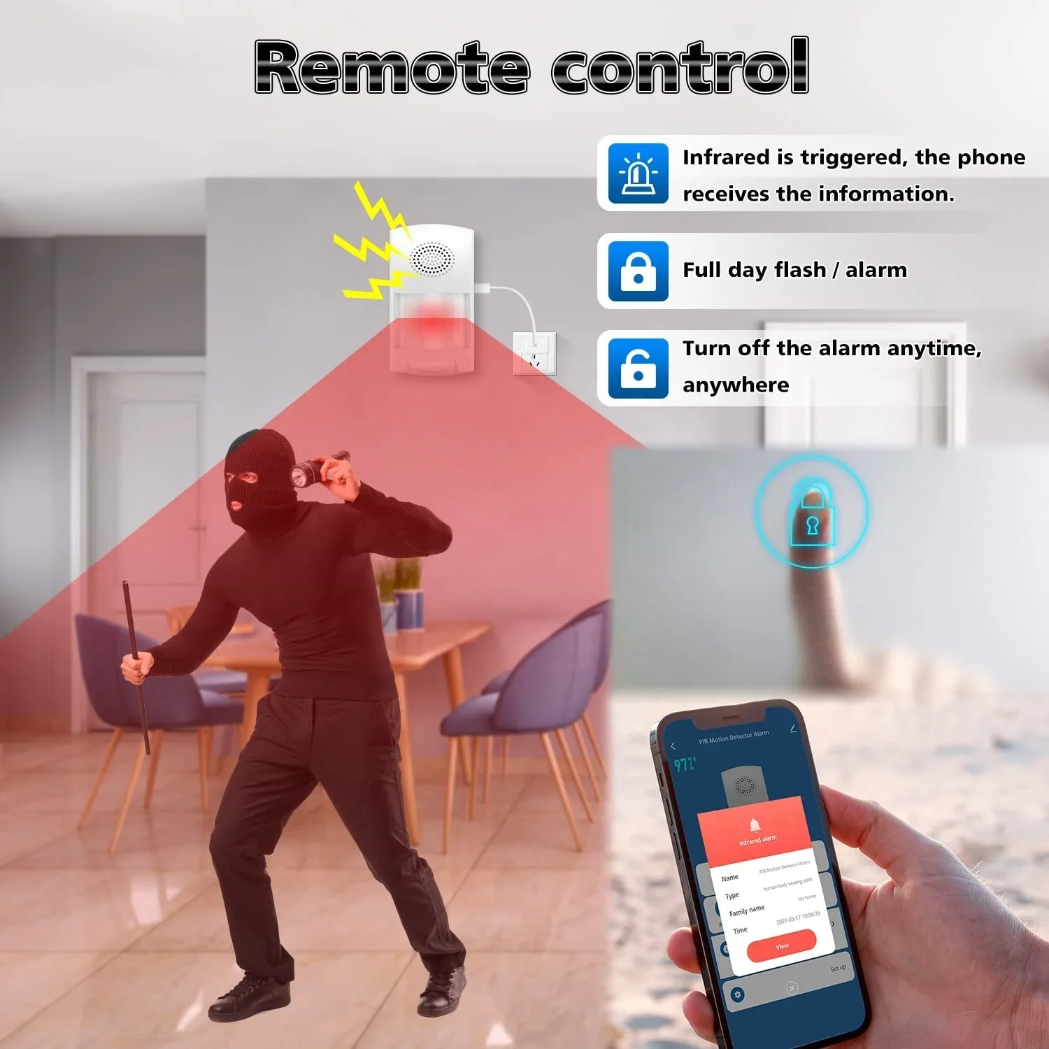 WiFi Burglar Alarm System PIR Motion Sensor Pet Immune Tuya Smart Life APP Remote Control Arm Disarm WiFi Infrared Detector