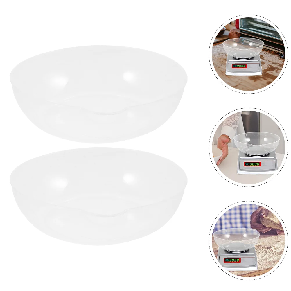 2 Pcs Cake Kitchen Weighing Pan Shot Measuring Cup Bowl Scale Plastic Supplies Food Tray