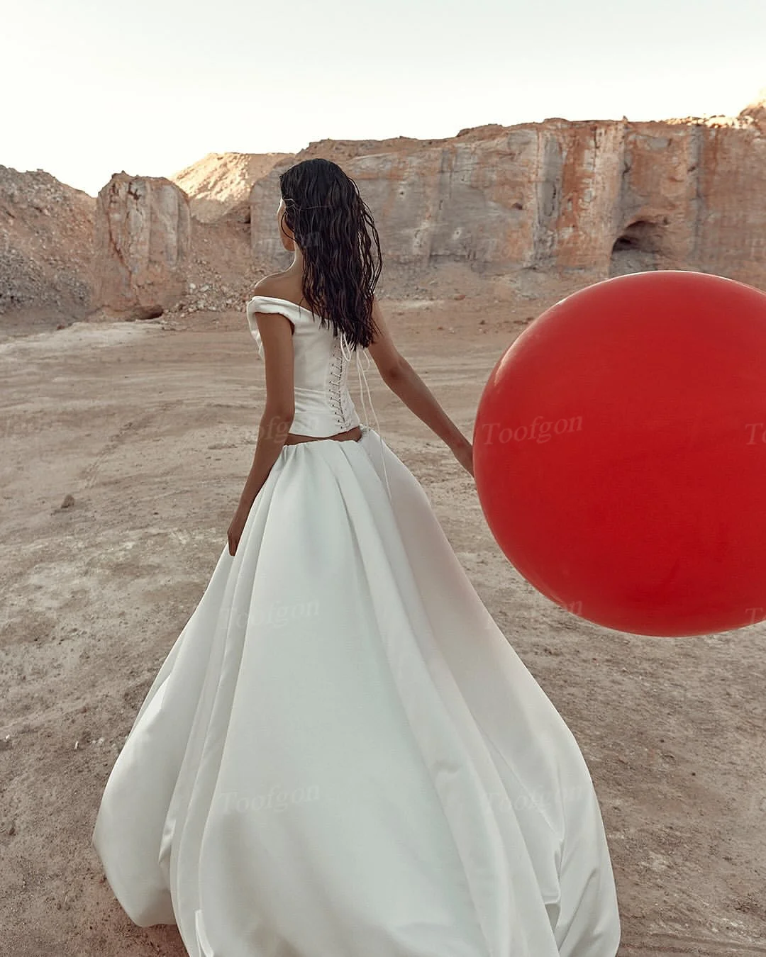 Toofgon 2 peças de cetim vestidos de casamento personalizados rendas até o chão vestidos de noiva bolsos feminino formal festa de casamento vestidos