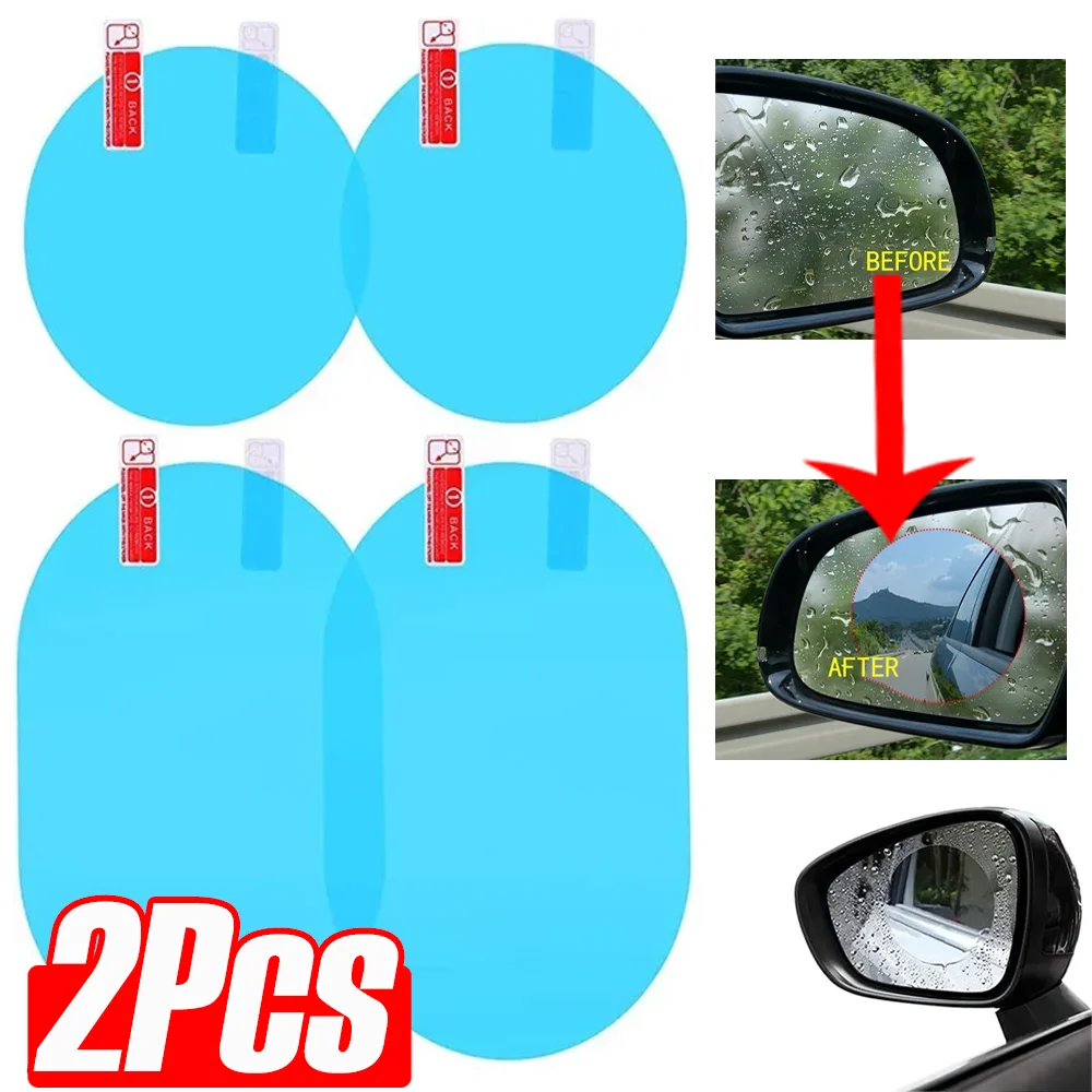 

2Pcs Car Anti Water Mist Film traceless clear transparent Cars Rearview Mirror Protective Waterproof Film Auto Accessories