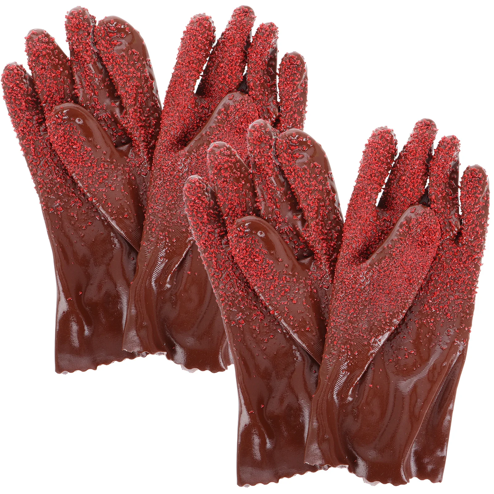 

2Pairs Anti-Slip PVC Heavy Duty Plumbing Gloves Reusable Waterproof Snake Shape Tough Sewer Drain Pipe Cleaning Gloves