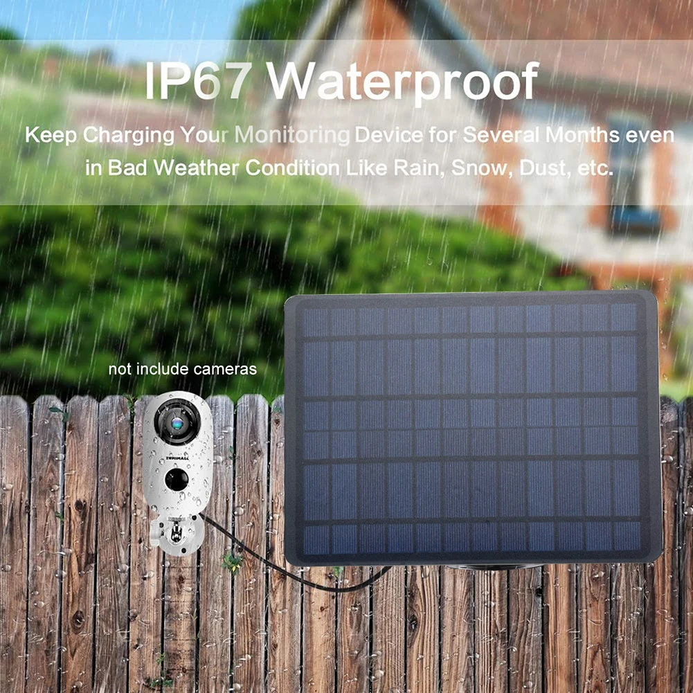 5V 10W Solar Panel IPX6 Waterproof Solar Charging Panel with 3m Micro USB Charging Cable Solar Cell Panel for Camera