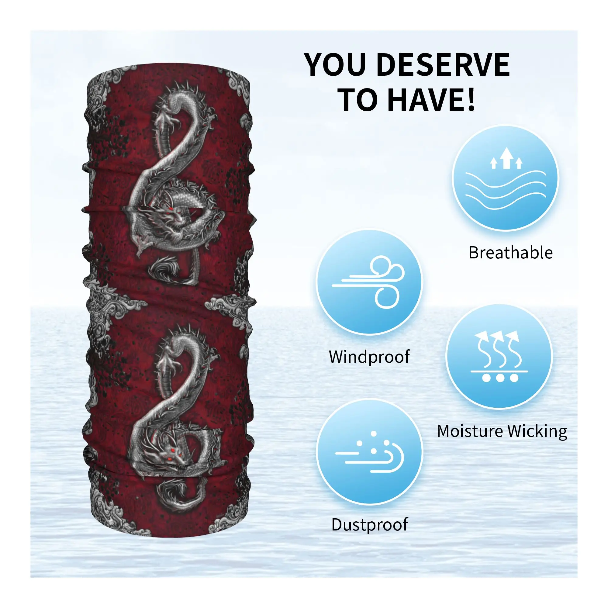 الموسيقى التنين القوطية نمط باندانا الرقبة الجراب الأشعة فوق البنفسجية حماية الوجه وشاح غطاء النمط الصيني الآسيوي أغطية الرأس أنبوب بالاكلافا #3