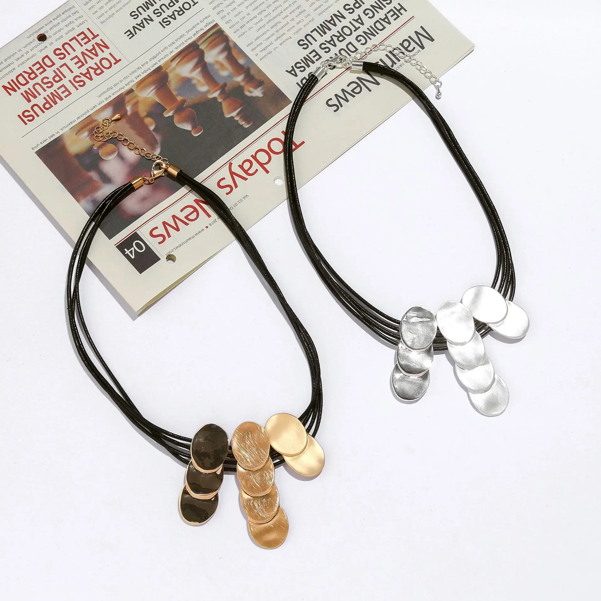 foreign trade European and American women's metal jewelry collarbone chain retro simple jewelry sh