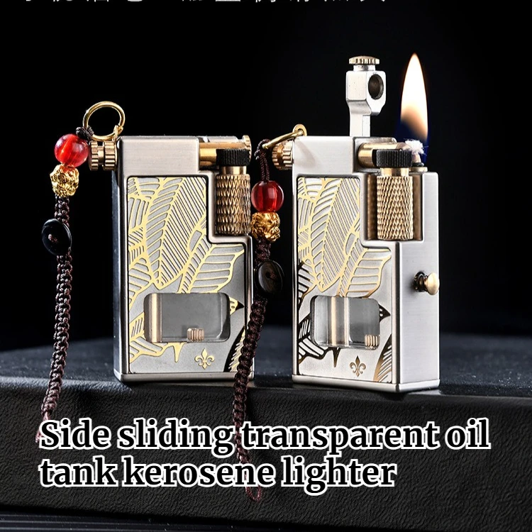 New Upgraded Version of Creative Arm Lift Side Sliding Transparent Compartment Fire Machine High-end Gift Cigarette Accessories