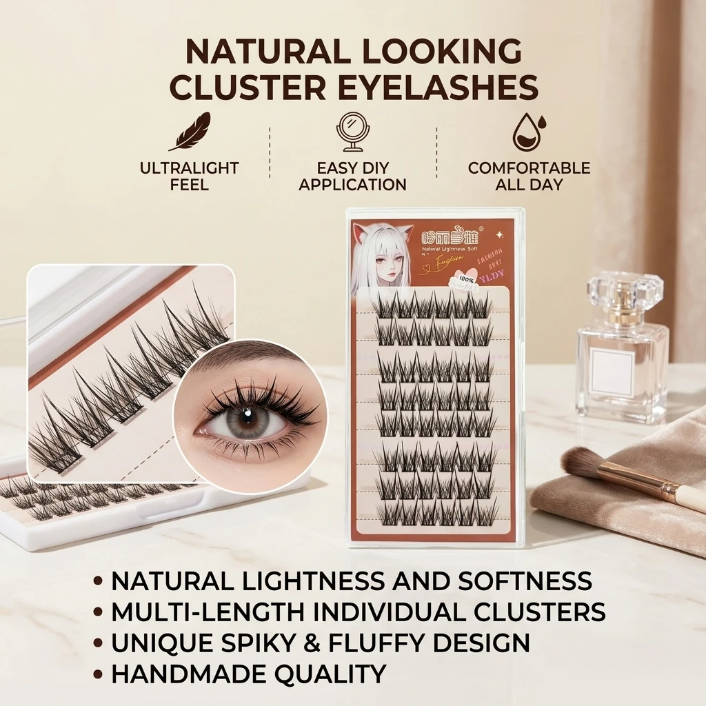 Baby Straight Individual Cluster False Eyelashes Segmented Natural Design Lightweight Fiber 7-13mm Mixed C Curl for Daily Makeup