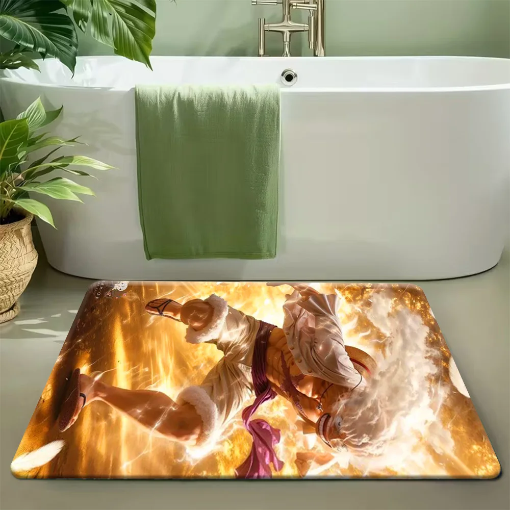 

Аниме-коврик для ванной «One Piece» с Монки Д. Луффи в форме Гир 5, Золотого Бога Солнца Ники, Эпическая сцена, Нескользящий, Впитывающий, с изображением культового пирата К.