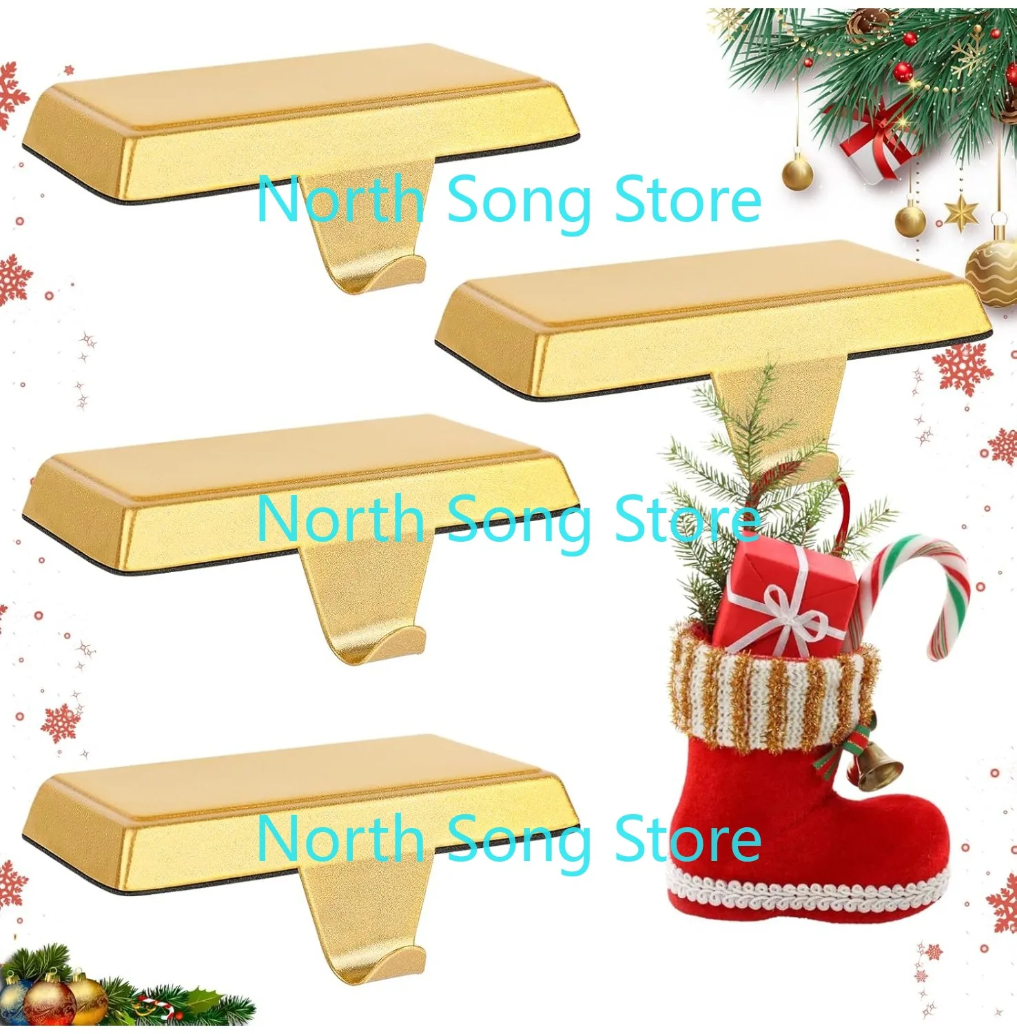 Metal Christmas Stocking Holders for Mantle Heavy Duty Stocking Hangers Stocking Hook Christmas Ornaments for Counter Tables