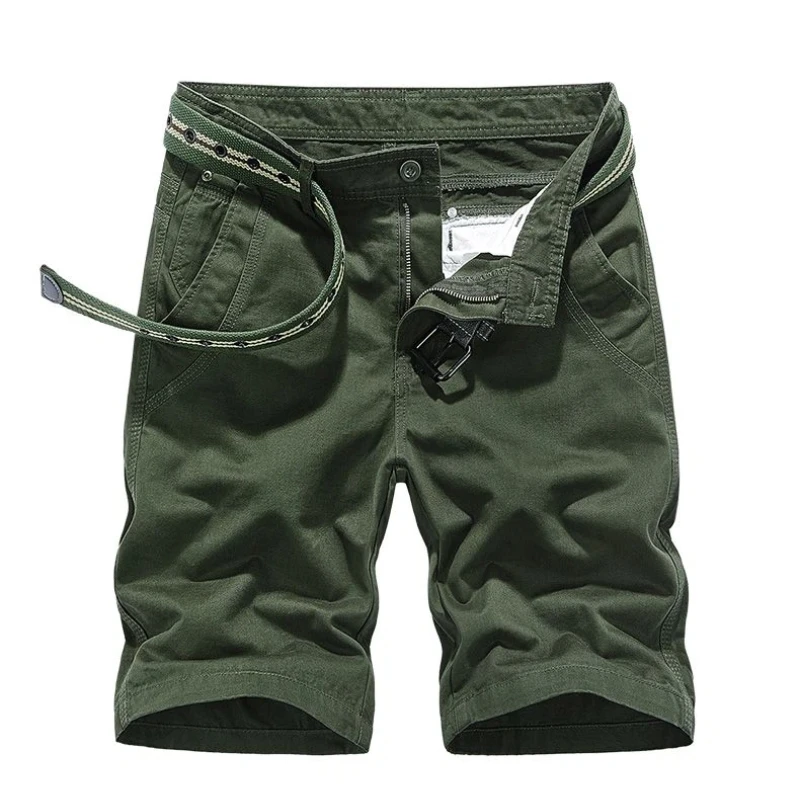 

Men's Vintage Cargo Shorts Cotton Multi-pocket Straight Fit Casual Trendy Work Shorts with Belt Summer for Youth