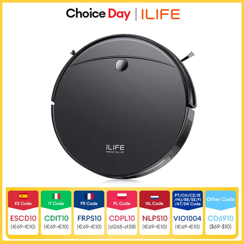 ILIFE V10 Robot aspirateur, aspiration 5000 Pa, Navigation gyroscopique, aspirateur robot auto-chargement, Robot aspirateur à brosse à rouleau pour