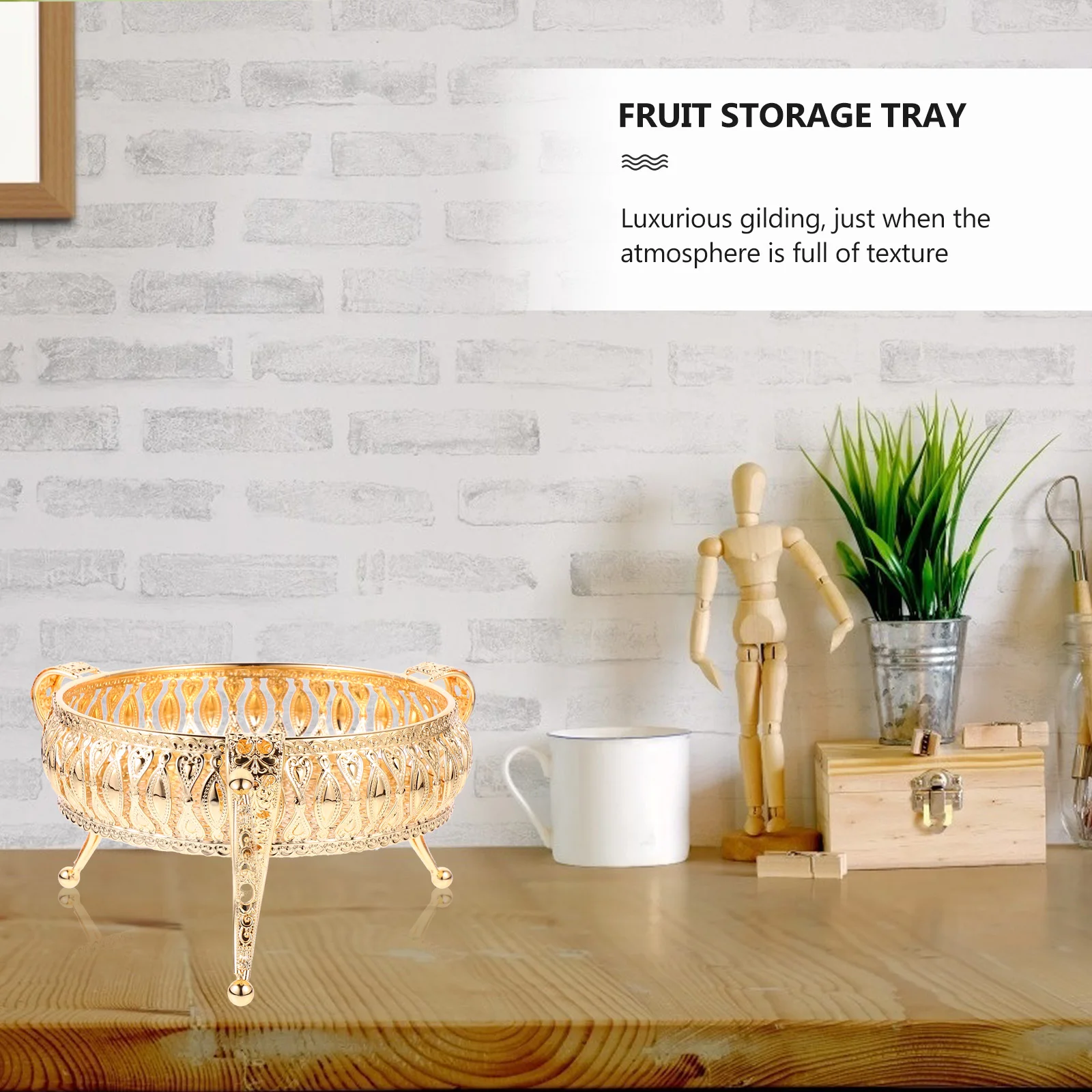 

European Style Metal Fruit Tray Luxury Gilded Snack Serving Plate Corrosion Resistant Decorative Home Kitchen Coffee Shop Use