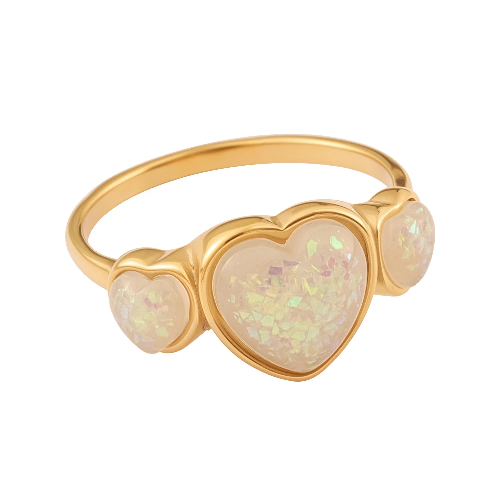 JINHUI Süßer Romantischer Liebesring für Frauen, Gold/Silber optional, PVD 18K vergoldeter Edelstahl, Alltagsschmuck-Accessoire – Detail 9