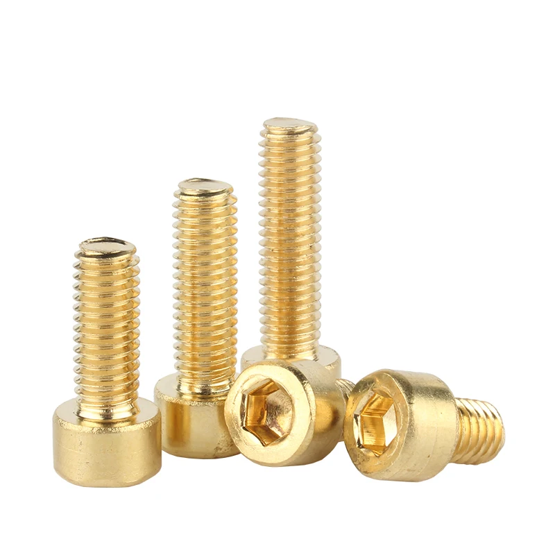 2~50pcs DIN912 Pure Brass Hex Socket Cap Head Screws M2 M2.5 M3 M4 M5 M6 M8 M10 Allen Key Head Screw Bolt