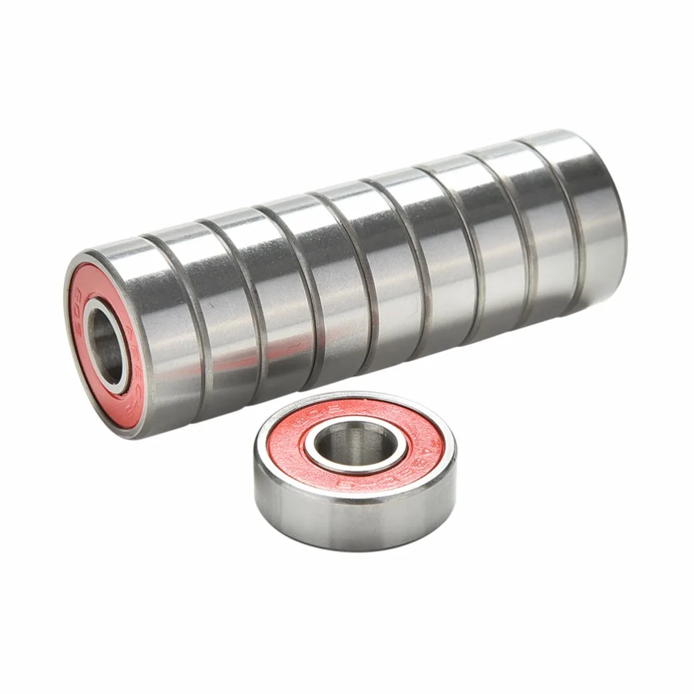 10pcs ABEC 9 Stainless Steel Bearings Red Sealed High Speed Bearings for Skateboard Scooter Roller Skate Wheels