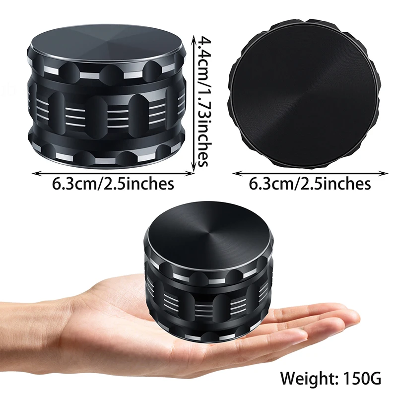63mm 4 Layers Aluminium Herb Grinder with Pollen Scraper
