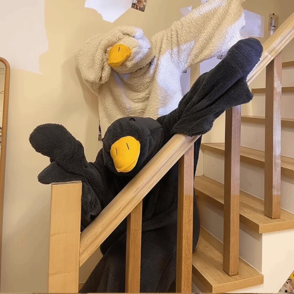 

Мягкий коралловый флис, большая белая гусь, комбинезон, пижама, утепленный костюм для косплея с героями мультфильмов, платье для сна, ветрозащитная текстура