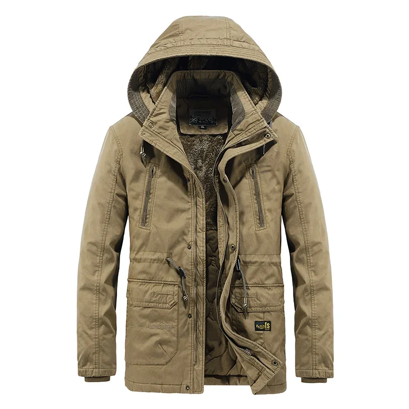 

Men's Winter Windproof Warm Jackets Mens Military Parkas Coat Military Outdoor Hooded Jackets Man Men Washed Cotton New 2024