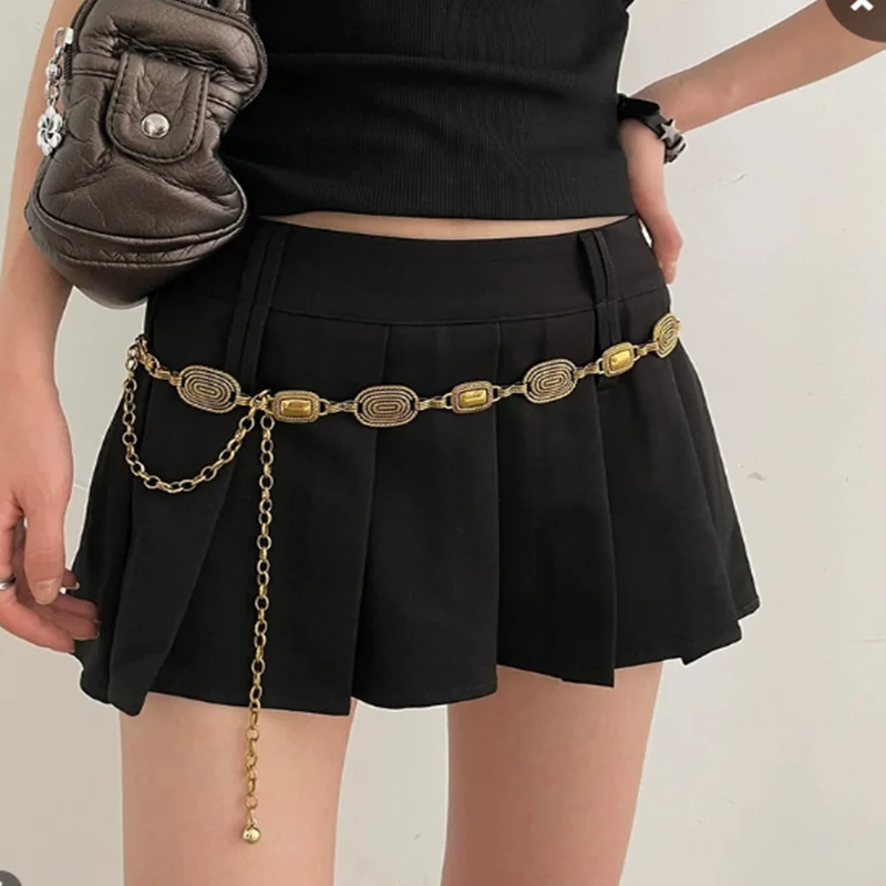 110CM Vintage Women Waist Belt Female Metal Chain Belt Tassel Waist Chain Belt Women Decorative Body Jewelry