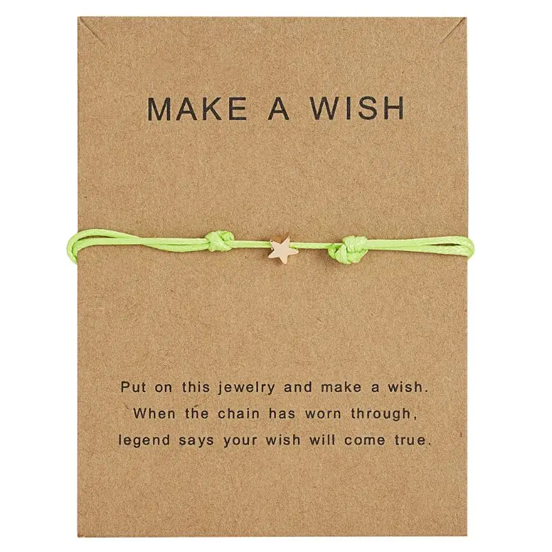 Lucky Braided Bracelet for Wish Card Star Charm Bracelet Adjustable Wax Rope Bracelet Friendship Jewelry Gift for Women