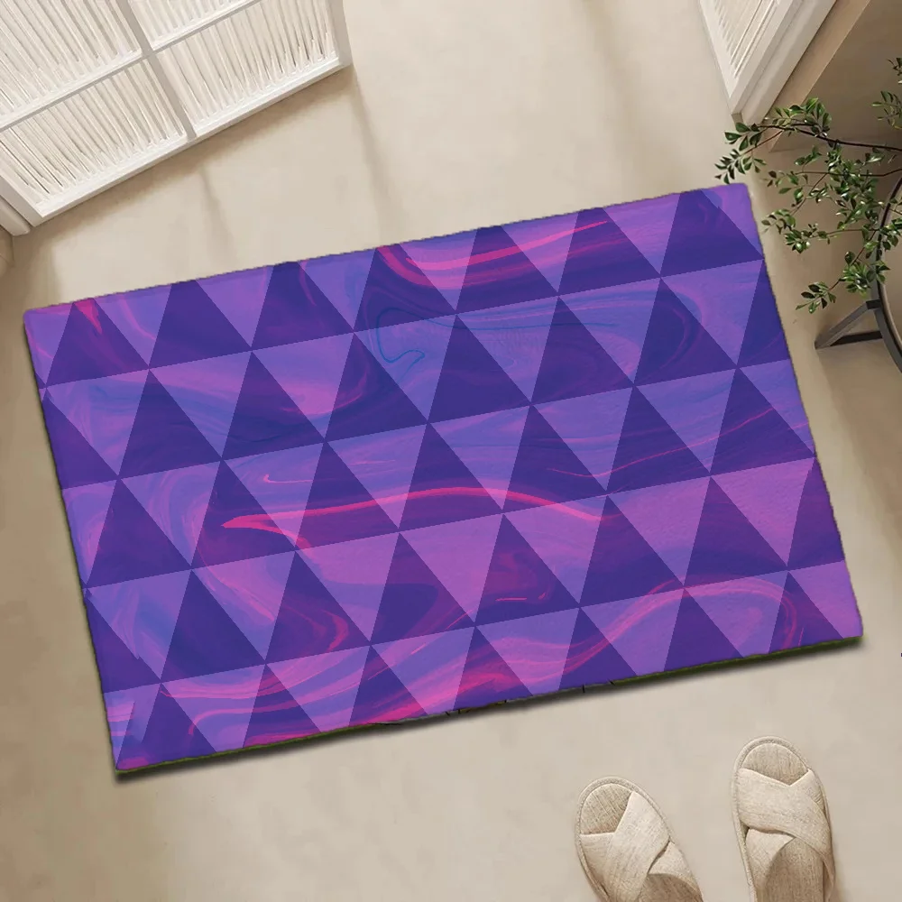 

Fashion Bedside Mat Purple Geometric Pattern Bedrooom Carpet for Girls New Floor Mats Bathroom Rug Entrance Doormat Supernatural