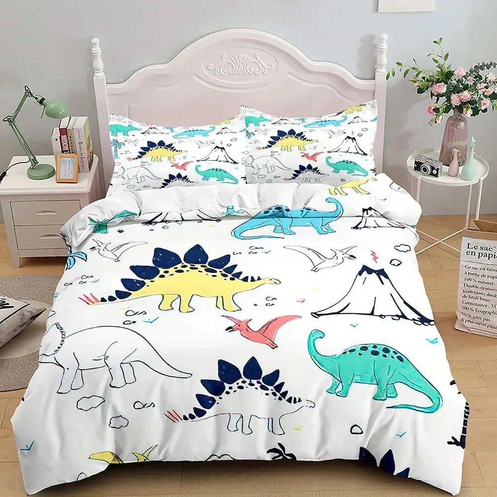 

3D Digital Printing Three -Piece Cute Cartoon Dinosaur Quilt Bedding Supplies