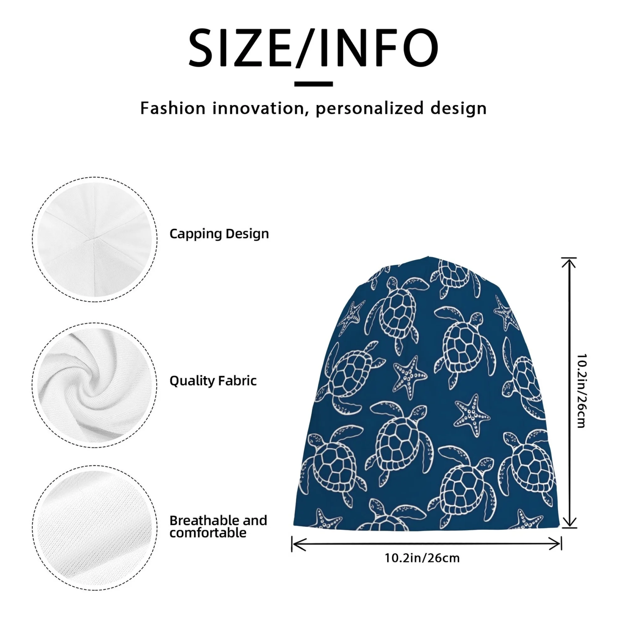 Novedad, gorro con estampado de tortuga oceánica para hombre, gorro tejido Retro informal a la moda, cómodo y cálido, gorro de calavera feliz de Hip Hop callejero, regalo