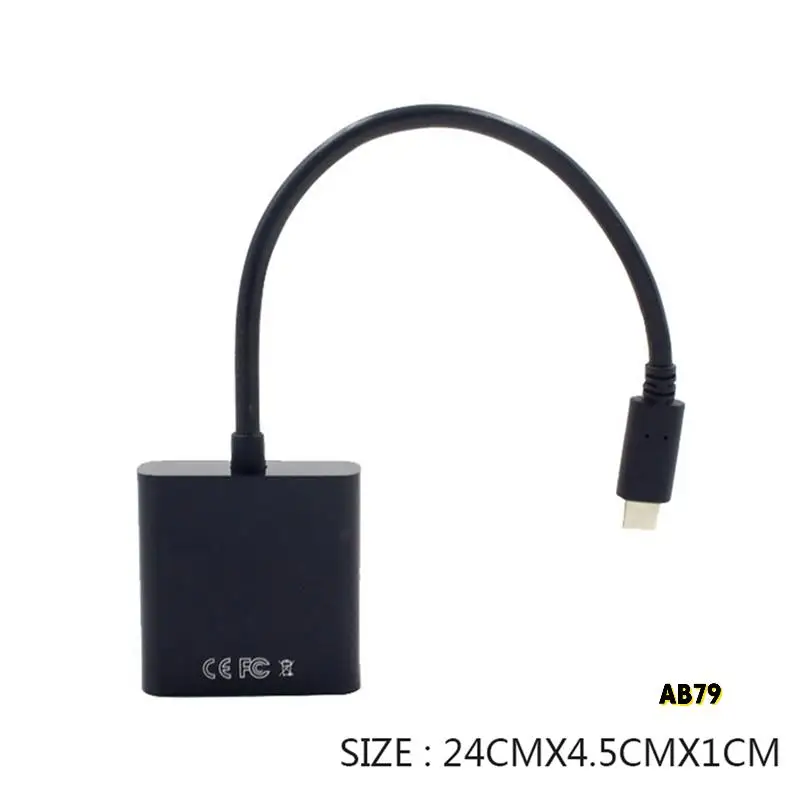 

2X USB-C USB3.1 Type C For Adapter Cable VGA Male To VGA Female Video Transfer Converter 1080P For 12 Inch