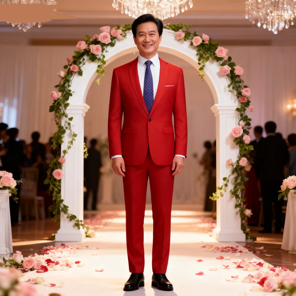 

Men's Smart Casual 2-Piece Wedding Tuxedo Slim Fit Notch Lapel Blazer And Pants Set for Party And Dance Events