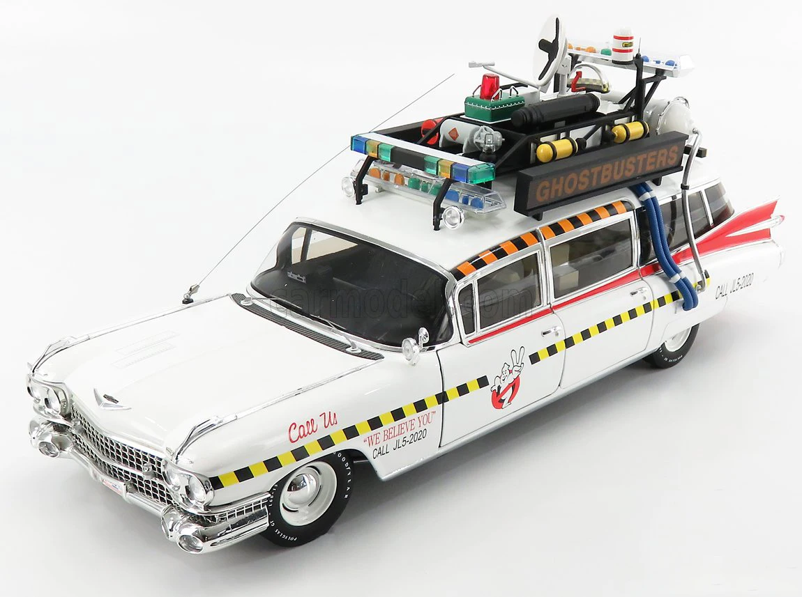 1:18 Ghostbusters ECTO-1A Ghost Car Fine version, alloy die-cast static car hipster play model, adult collection display pieces.