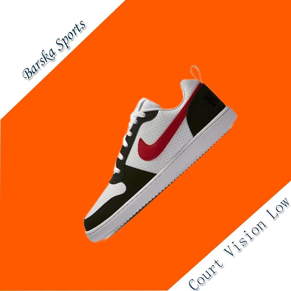 나이키 오리지널 COURT VISION 1 LOW 남성 및 여성 패션 두꺼운 밑창 미끄럼 방지 운동화 블랙 레드