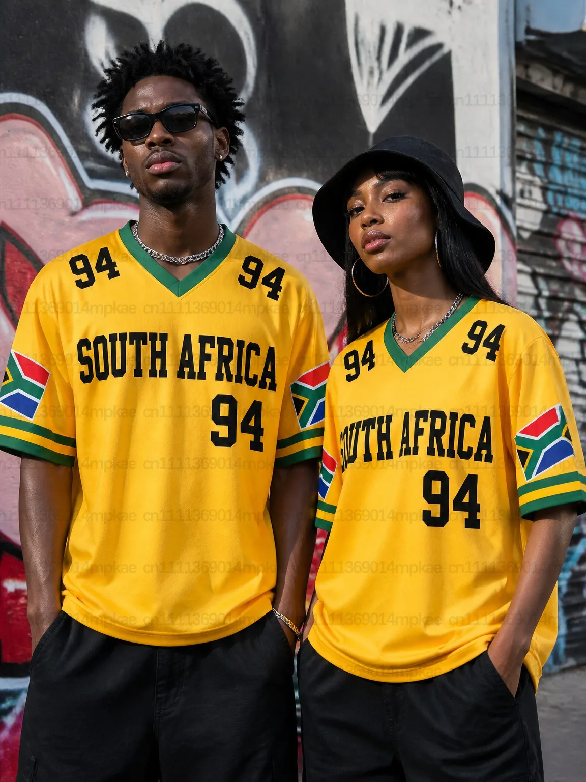Summer Southern Ethnic Style Printed V-Neck Sports Shirt, Men's and Women's T-Shirt, Loose Street Style Sports Jersey T-Shirt