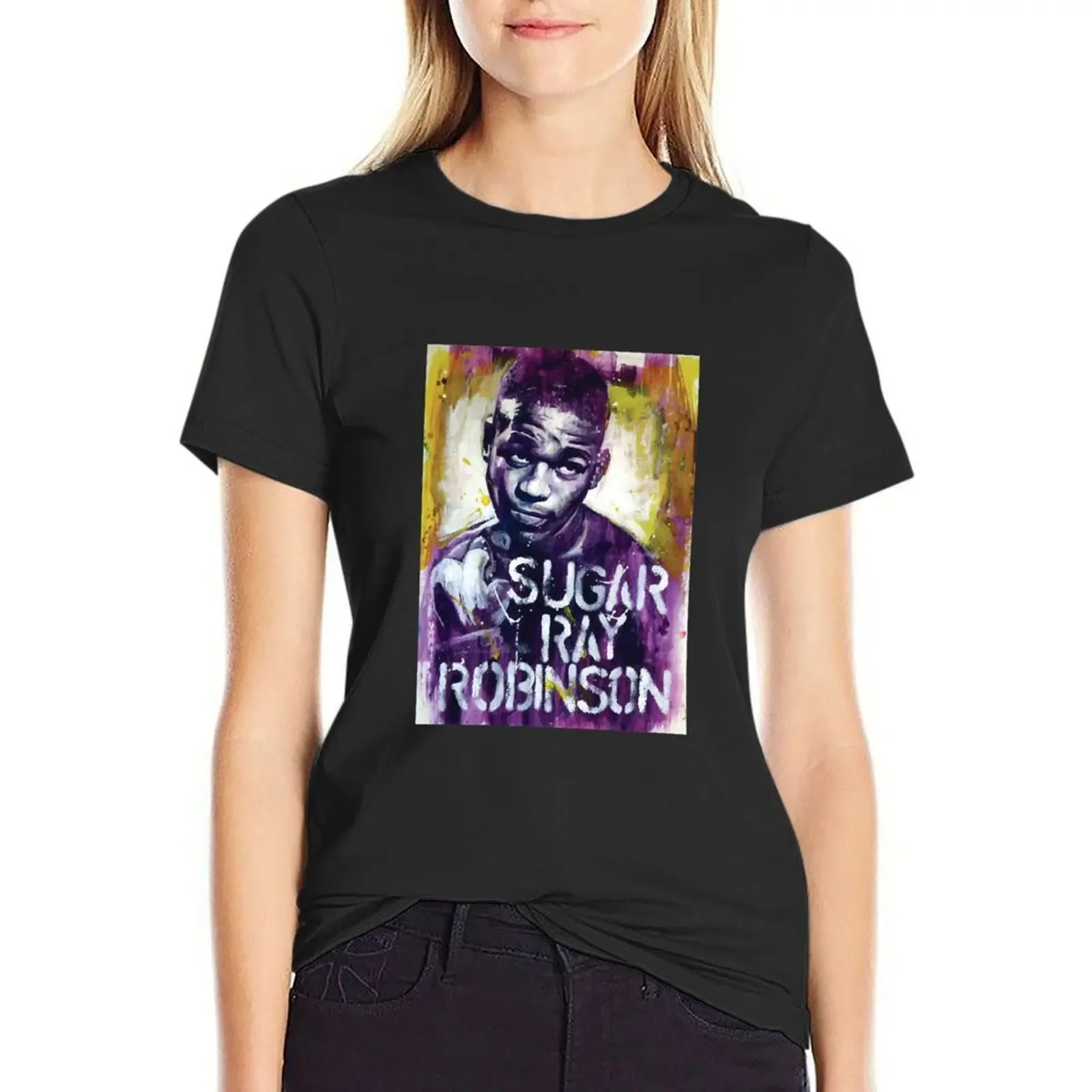 

sugar ray robinson T-Shirt funny summer clothes oversized t shirts for Women