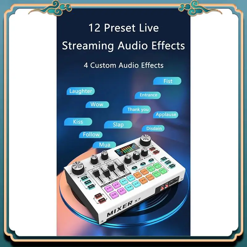 (신규)-X7 라이브 스트리밍 사운드 카드 보이스 체인저 DJ 믹서 효과 PC 스마트 폰 컴퓨터 오디오 인터페이스 콘솔 카드