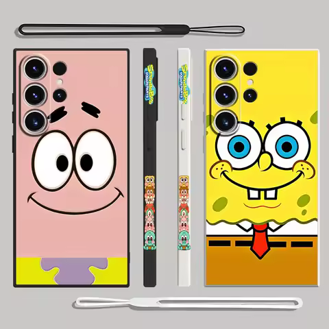 Cute Sponge-BobS Phone Case for Samsung Galaxy S25 S24 Ultra S21 Plus S22 S23 Ultra 5G S20 FE Note 20 10 Soft Cover