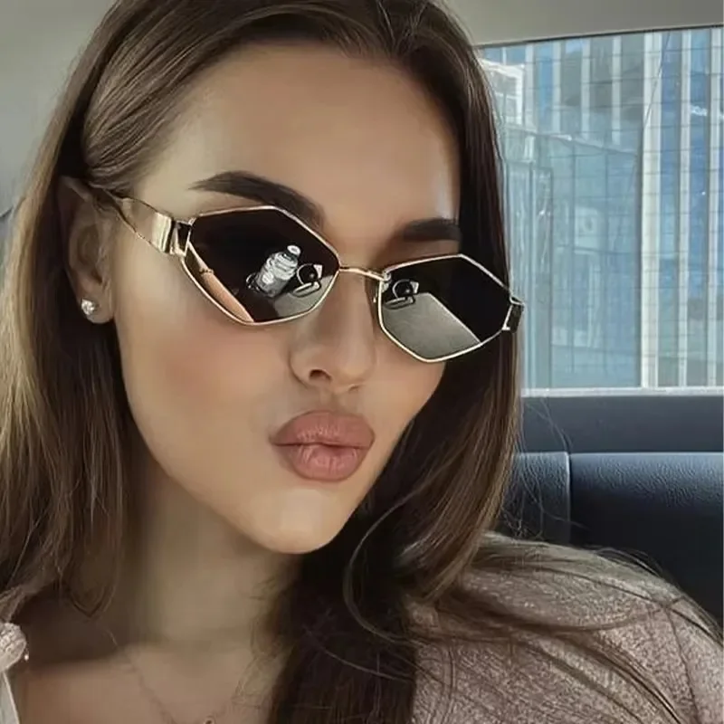 Fashion Polygonal Women Sunglasses Vintage Brand Irregular Sun glasses Unique Metal Frame Punk Eyewear Men UV400 - view 3