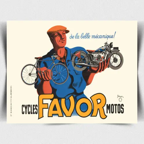 1w,FAVOR CYCLES MOTOR BIKES METAL SIGN WALL PLAQUE French Vintage Advert art print-tin sign
