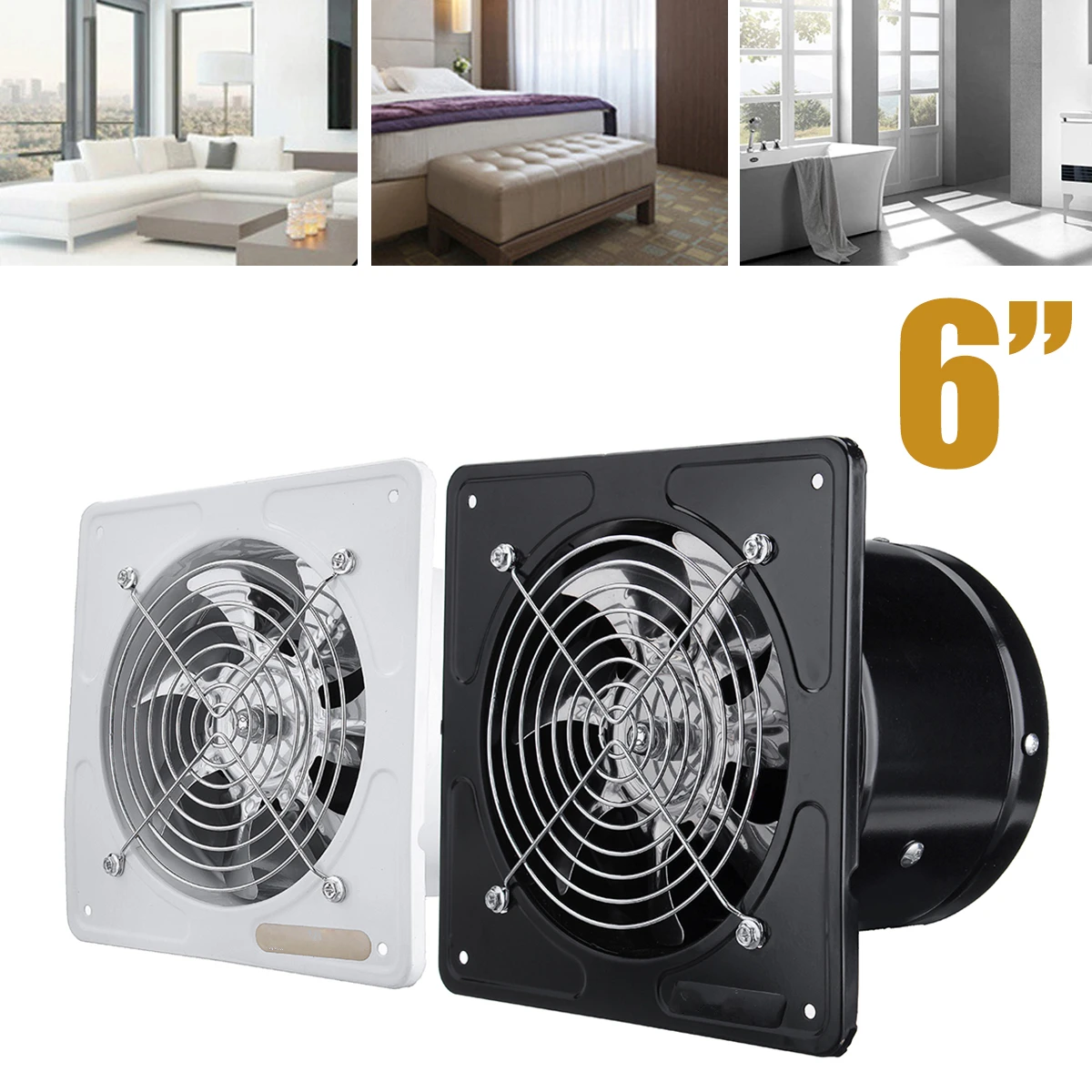 6 Inch Exhaust Fan 220V Ceiling Window Fan Waterproof Extractor Exhaust Ventilation Pipe Fan Bathroom Kitchen Air Cleaner Fan