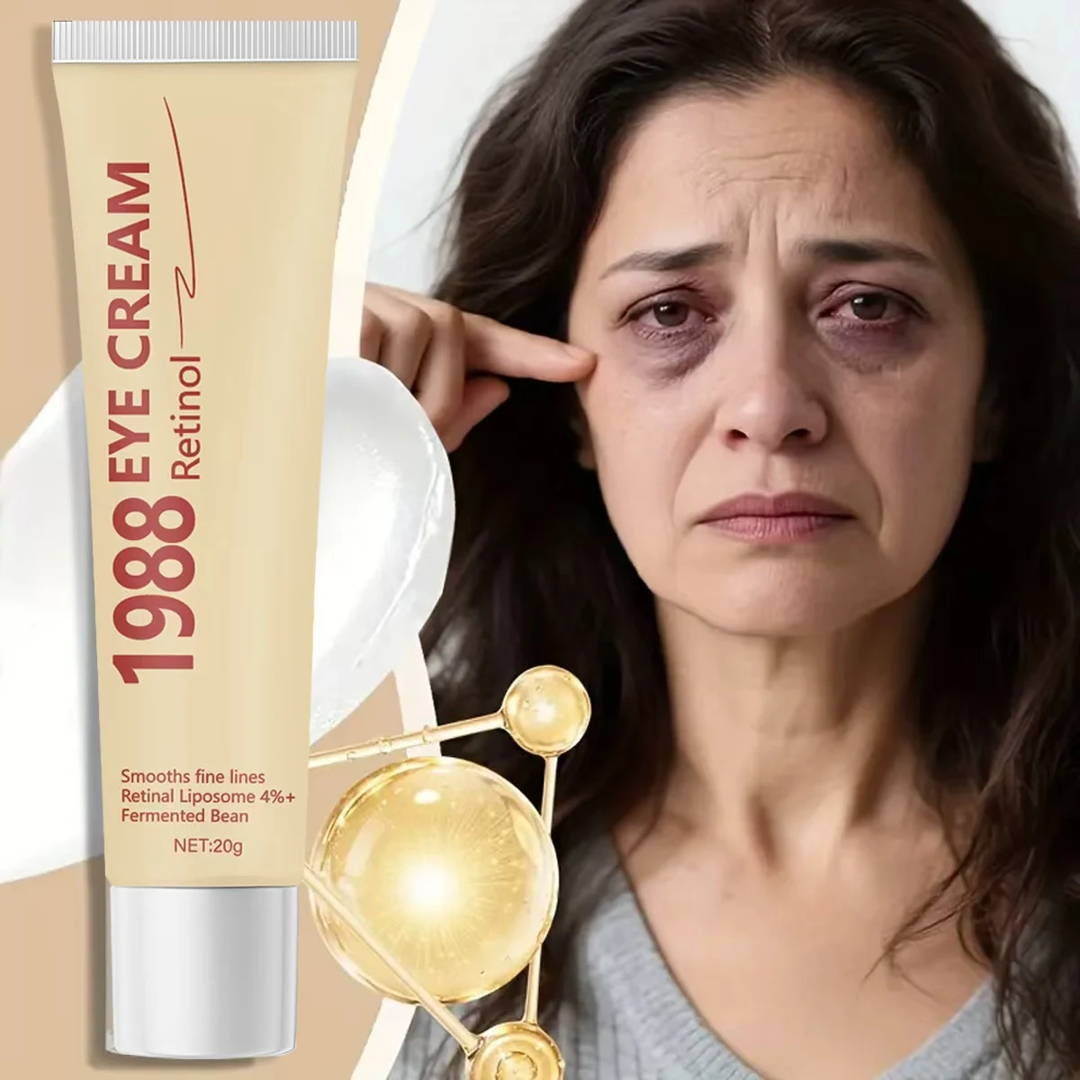 1988 Retinol Eye Cream with Hyaluronic Acid & Collagen - Light Texture, Moisturizes, Protects, Smooths Fine Lines