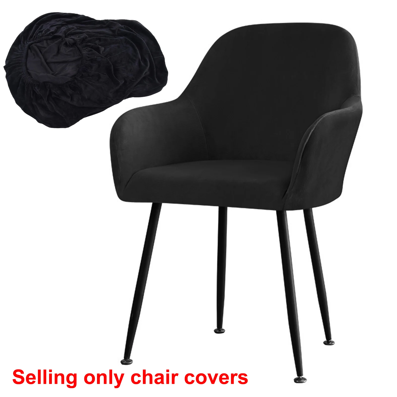 1pc Chair Cover Silver Fox Velvet Fabric Stretch Home Hotel Dining Chair High Armchair Home Textile Plush Chair Cover