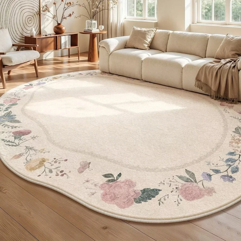 Irregular Shape Carpets for Living Room Fluffy Soft Lounge Floor Mat Flower Pattern Bedroom Decor Large Carpet Thicken Plush Rug