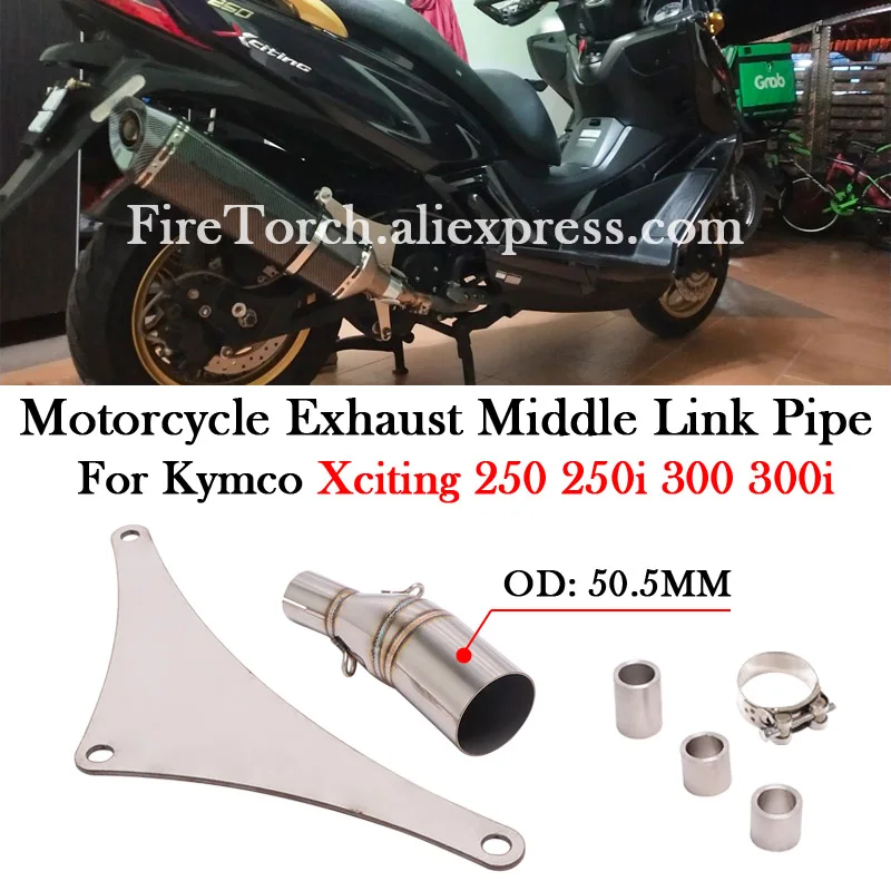 Slip On For Kymco Xciting 250 250i 300 300i Xciting250 Motorcycle Exhaust 51mm Middle Link Pipe Muffler Modify Escape Moto Bike