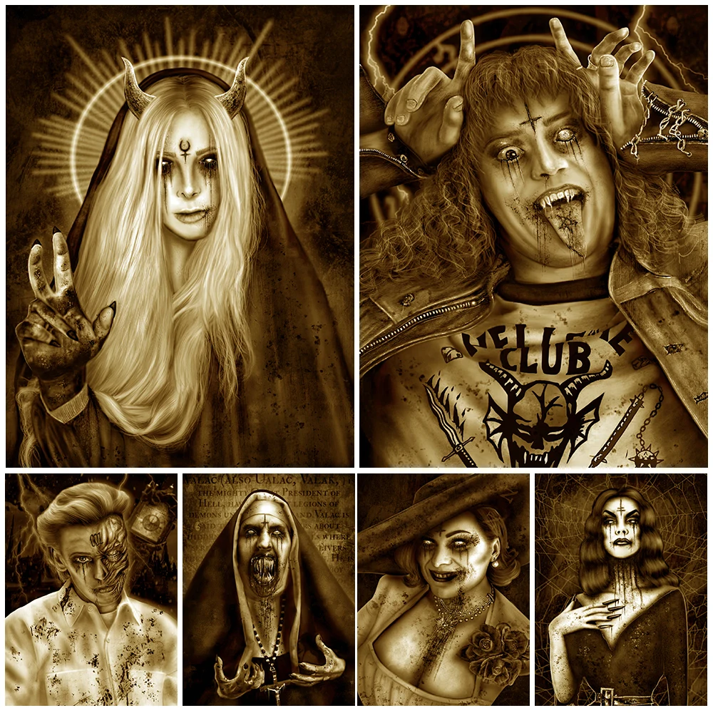 

The Exorcist And Vampira Evil Vintage Wall Art Canvas Painting The American Horror Story Poster And Print Home Decor Unframed