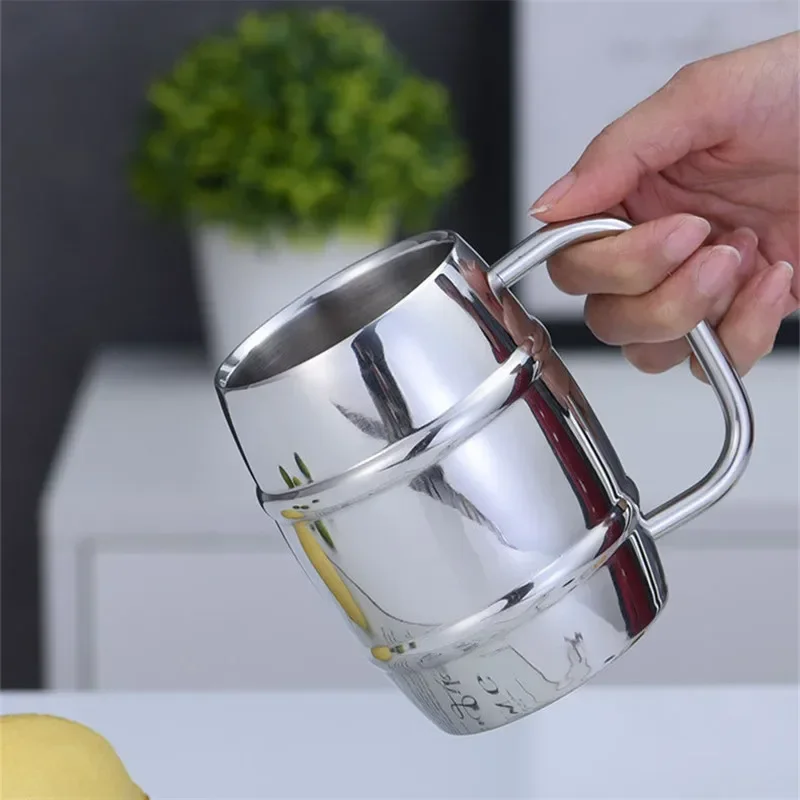 304 الفولاذ المقاوم للصدأ جدار مزدوج معزول كوب للبيرة مع مقبض للمشروبات الباردة الساخنة القهوة الحليب الشاي الاطفال المنزل بار مطعم الاستخدام #5